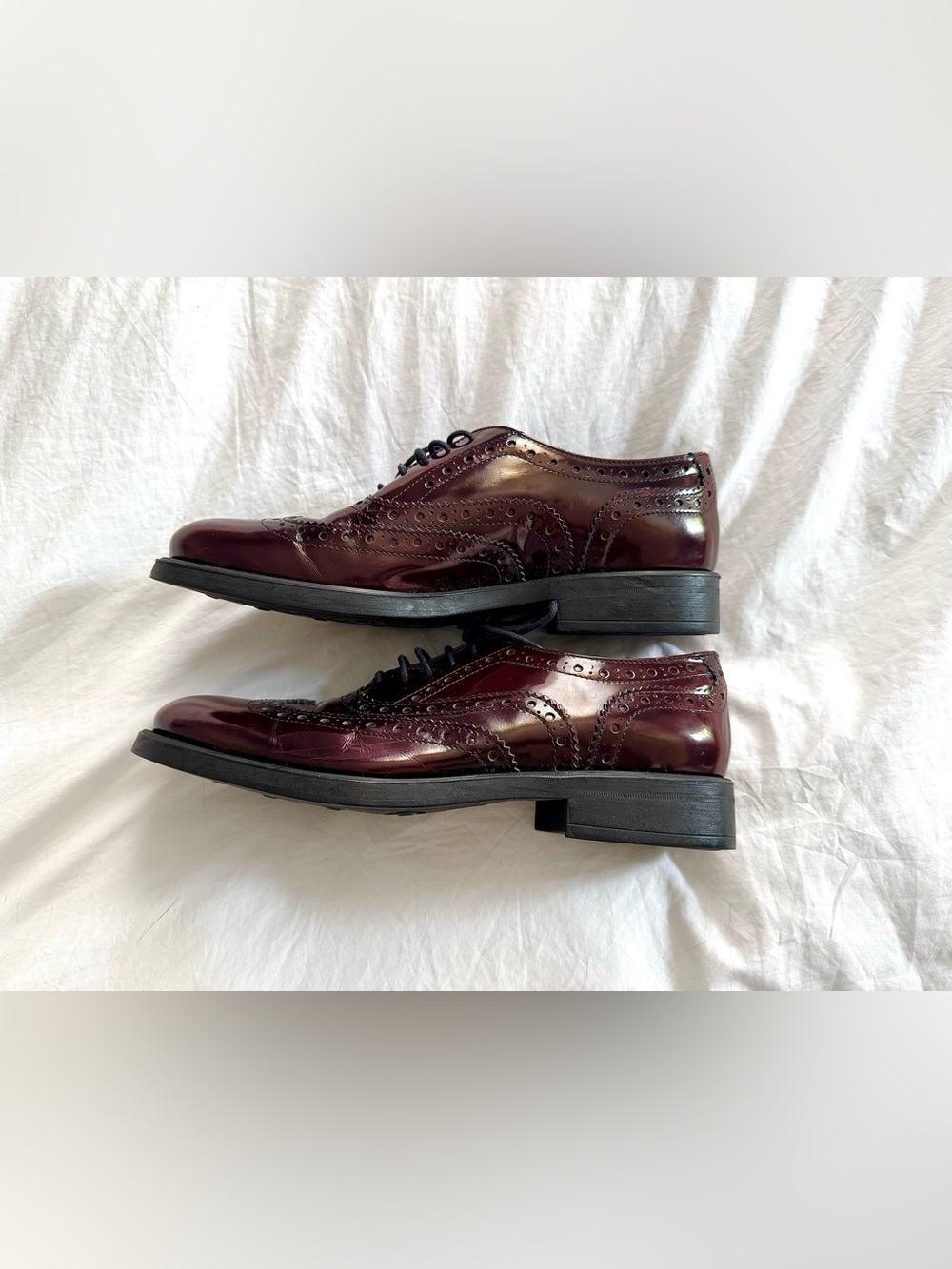 Woman’s Boemos Burgundy Brogue Oxfords Size 38/8 - Picture 7 of 9